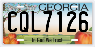 GA license plate CQL7126
