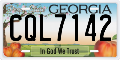 GA license plate CQL7142