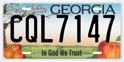 GA license plate CQL7147