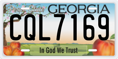 GA license plate CQL7169