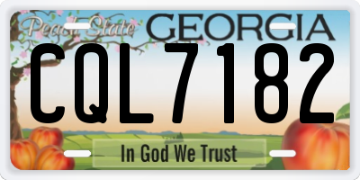 GA license plate CQL7182