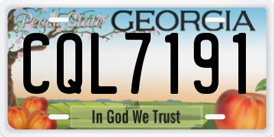 GA license plate CQL7191