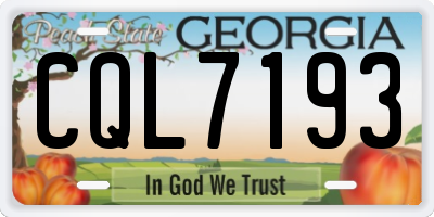 GA license plate CQL7193