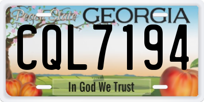 GA license plate CQL7194