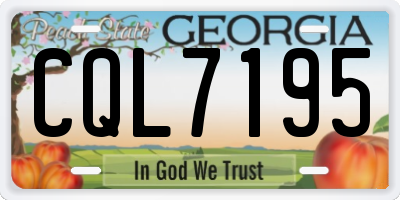 GA license plate CQL7195