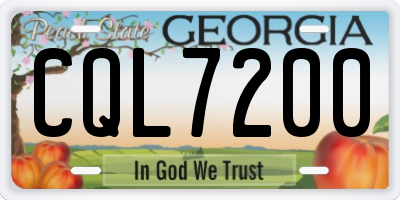 GA license plate CQL7200
