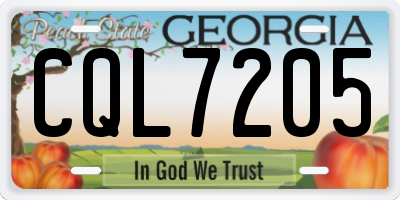 GA license plate CQL7205