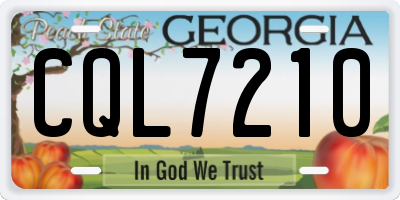 GA license plate CQL7210