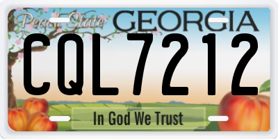 GA license plate CQL7212