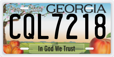 GA license plate CQL7218