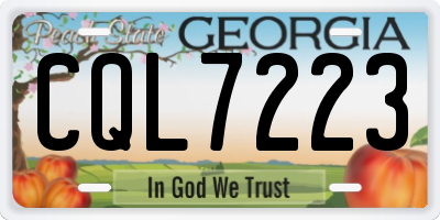GA license plate CQL7223