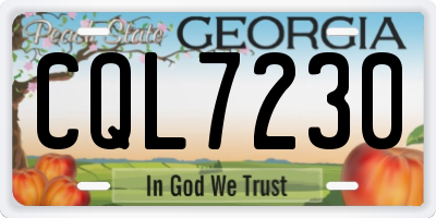 GA license plate CQL7230
