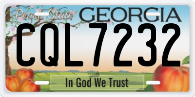 GA license plate CQL7232
