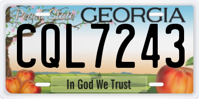 GA license plate CQL7243