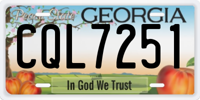 GA license plate CQL7251