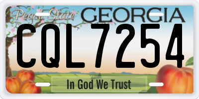 GA license plate CQL7254