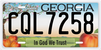GA license plate CQL7258