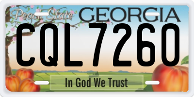 GA license plate CQL7260