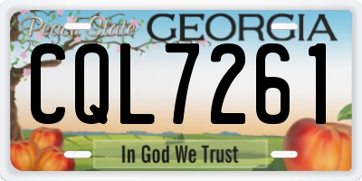 GA license plate CQL7261