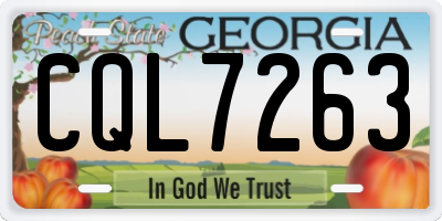 GA license plate CQL7263