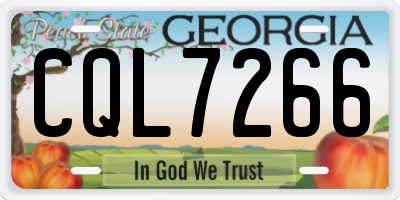 GA license plate CQL7266
