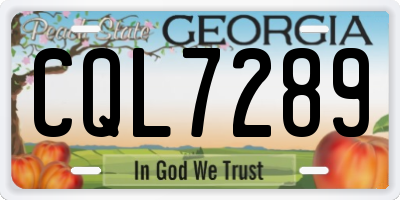 GA license plate CQL7289