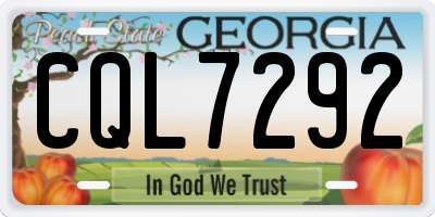 GA license plate CQL7292
