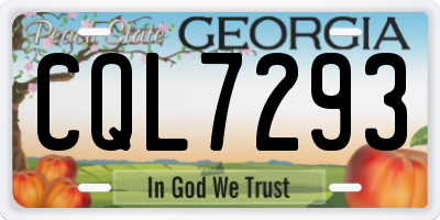 GA license plate CQL7293