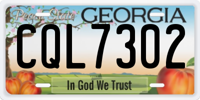 GA license plate CQL7302