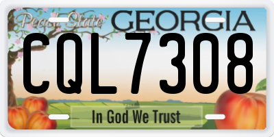 GA license plate CQL7308