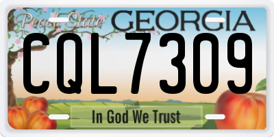 GA license plate CQL7309