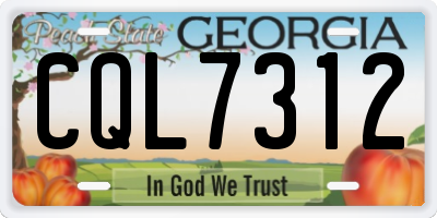 GA license plate CQL7312