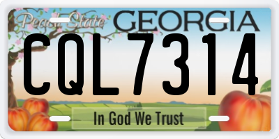GA license plate CQL7314