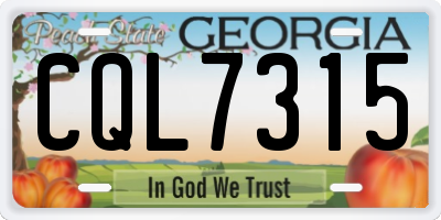 GA license plate CQL7315