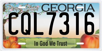 GA license plate CQL7316