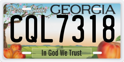GA license plate CQL7318