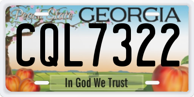 GA license plate CQL7322