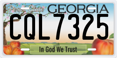 GA license plate CQL7325