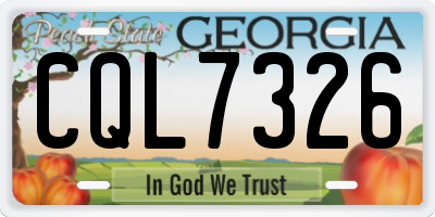 GA license plate CQL7326