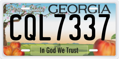 GA license plate CQL7337