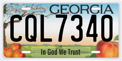 GA license plate CQL7340