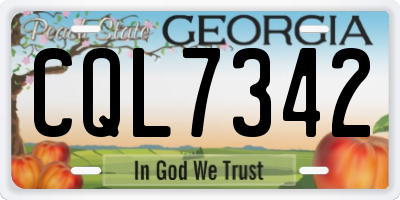 GA license plate CQL7342