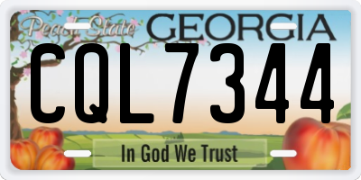 GA license plate CQL7344