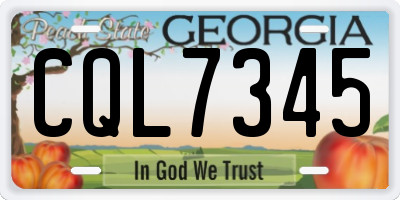 GA license plate CQL7345