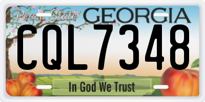 GA license plate CQL7348