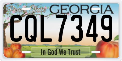 GA license plate CQL7349