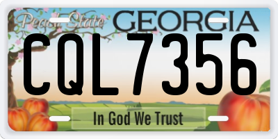 GA license plate CQL7356