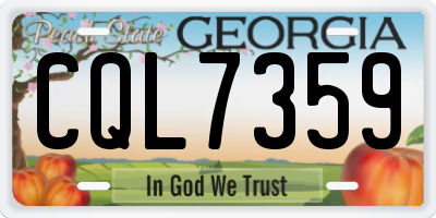 GA license plate CQL7359