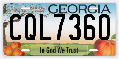GA license plate CQL7360