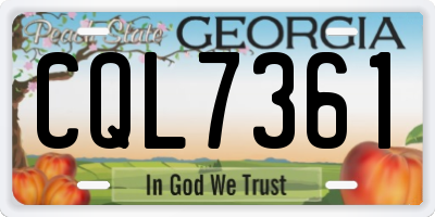 GA license plate CQL7361